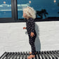 Double Zipper - Black Palm Tree Romper